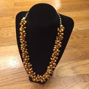 Golden brown beaded necklace NWT