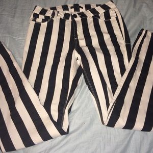 Black and white striped jeans