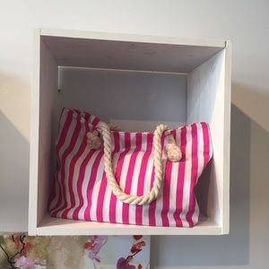 Pink stripe poolside bag