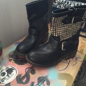 studded biker boots