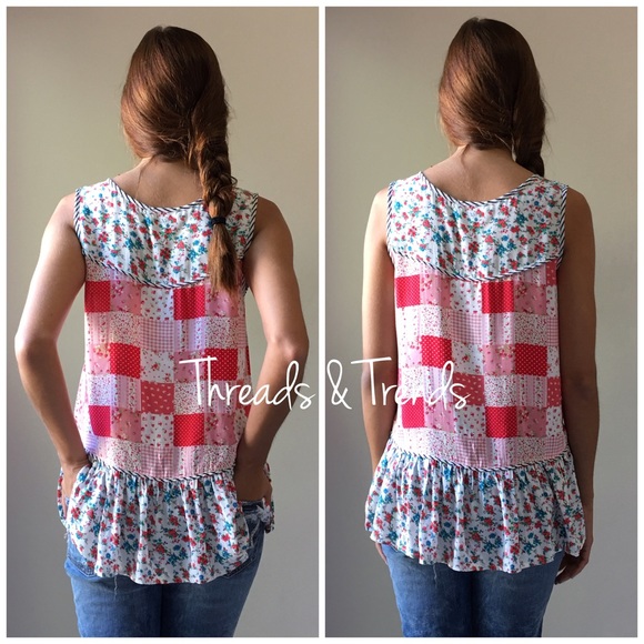 Pink Berry Patchwork Button Up Top - Picture 3 of 4