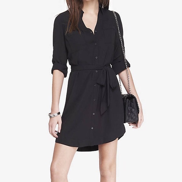 Express black portofino shirt dress