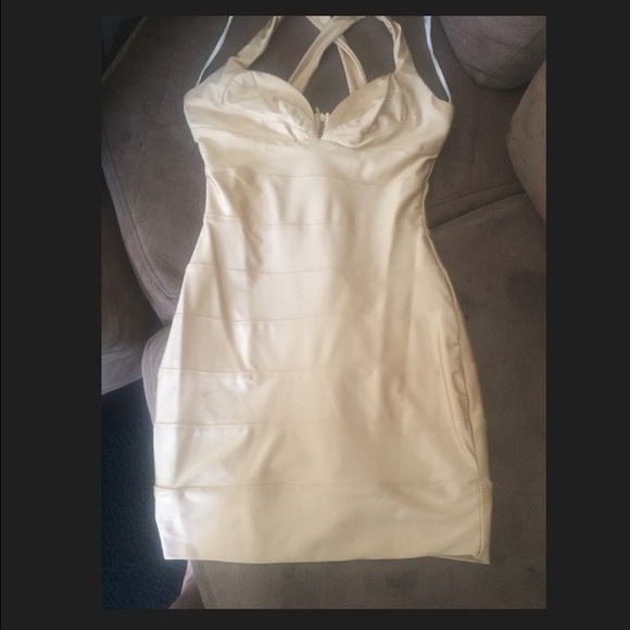 Gold stretchy tight dress