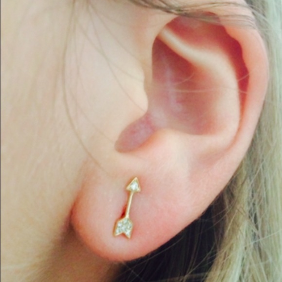 Diamond Arrow Earrings - Picture 2 of 2