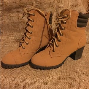 Bamboo brand lady fashion work boots with heel