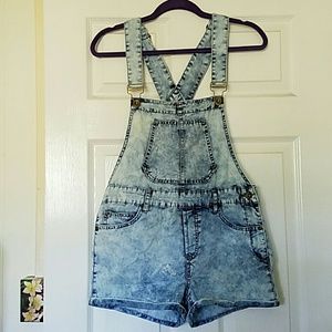 Light Wash Denim Short Overalls