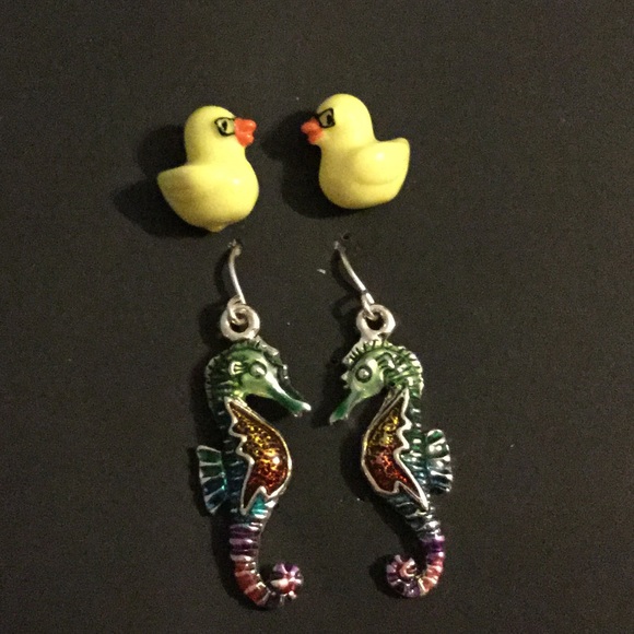 Adorable Duck and Seahorse Earrings
