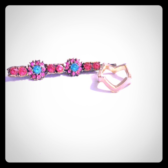 Sparkly Flower Hair Clip & Baby Pink Chevron Ring
