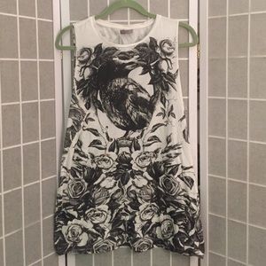 Black and white printed muscle tank/long tunic