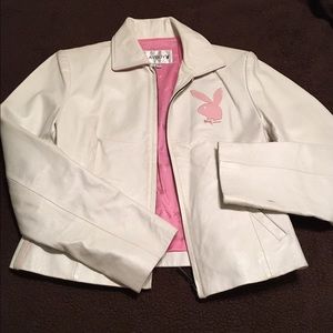 PLAYBOY GENUINE LEATHER white jacket - size S