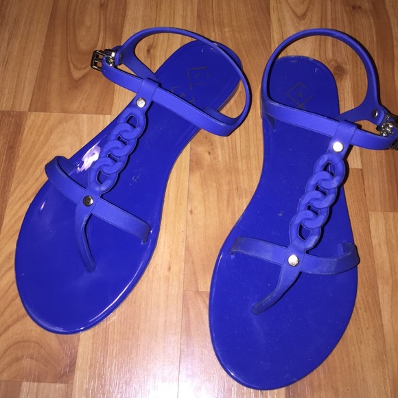 Blue jelly sandals size 7