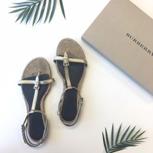 Burberry Shoes - Gold Burberry T-Strap Espadrille Sandals Burberry Shoes - Gold Burberry T-Strap Espadrille Sandals