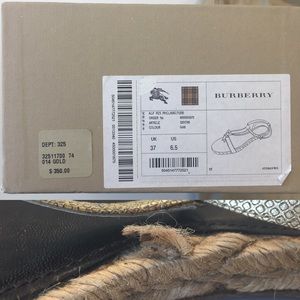 Burberry Shoes - Gold Burberry T-Strap Espadrille Sandals Burberry Shoes - Gold Burberry T-Strap Espadrille Sandals