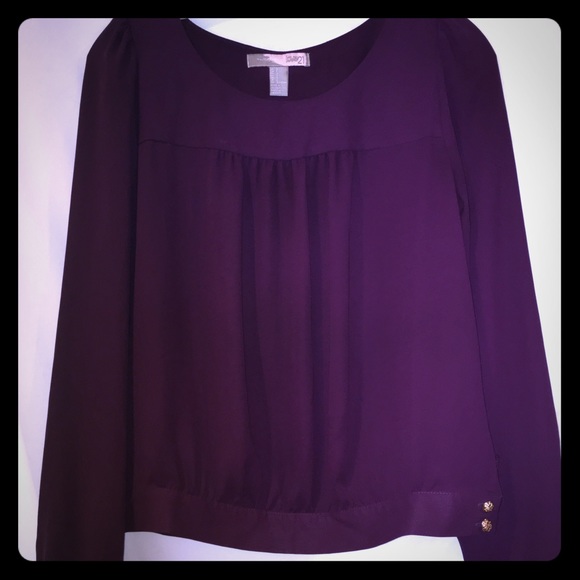 🌟In EUC: Plum Purple Blouse w Gold Buttons- S