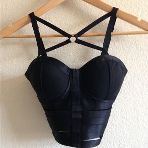 Black bondage inspired crop top or bustier