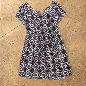 Maroon and navy patterned dress