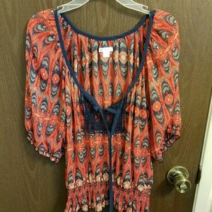 Vintage style lace up blouse