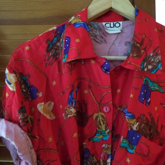 vintage 2-piece red cowgirl skirt and blouse - Picture 2 of 4