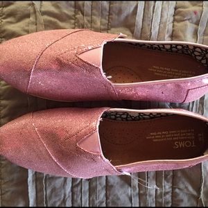 Pink, glittery TOMS