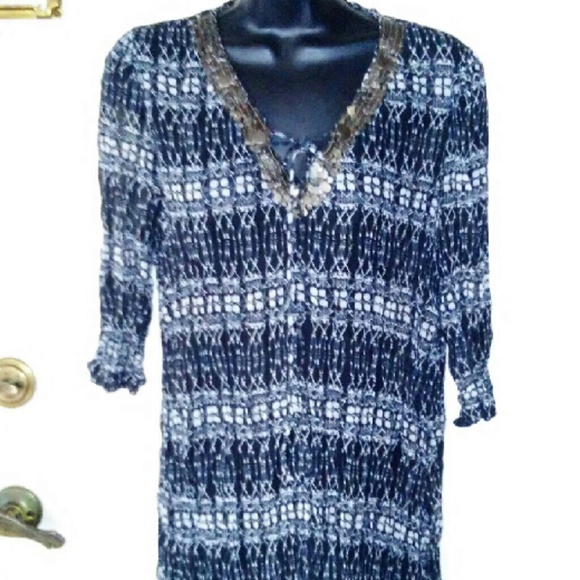 Black and grey beaded blouse large