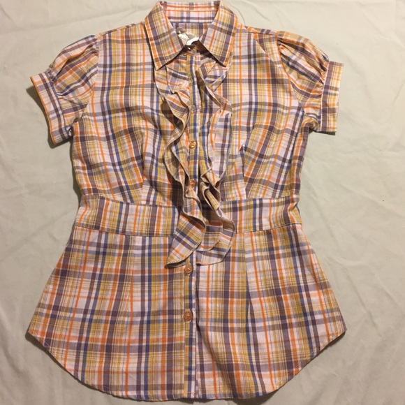 ✨Plaid ruffled shirt