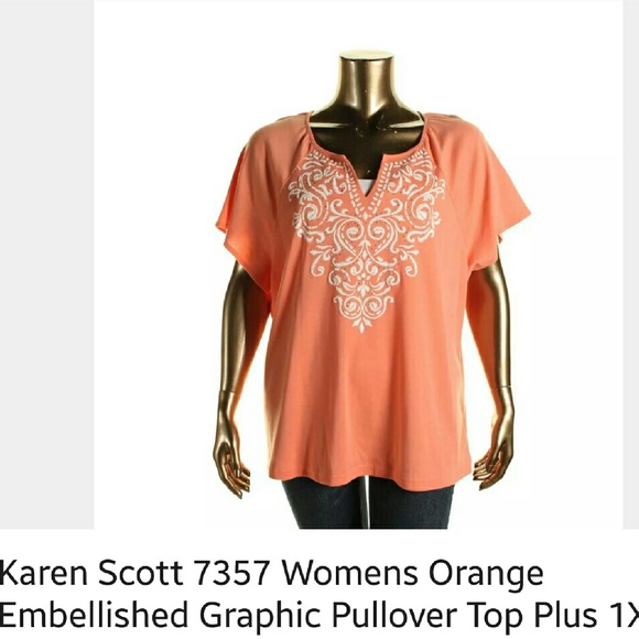 Karen Scott Embellished Soft long top. Sizes  v