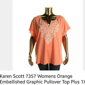 Karen Scott Embellished Soft long top. Sizes  v