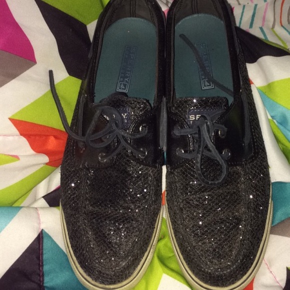 black sparkly sperrys