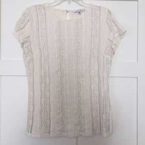 CAbi Lace Tee in Ecru (Cream)