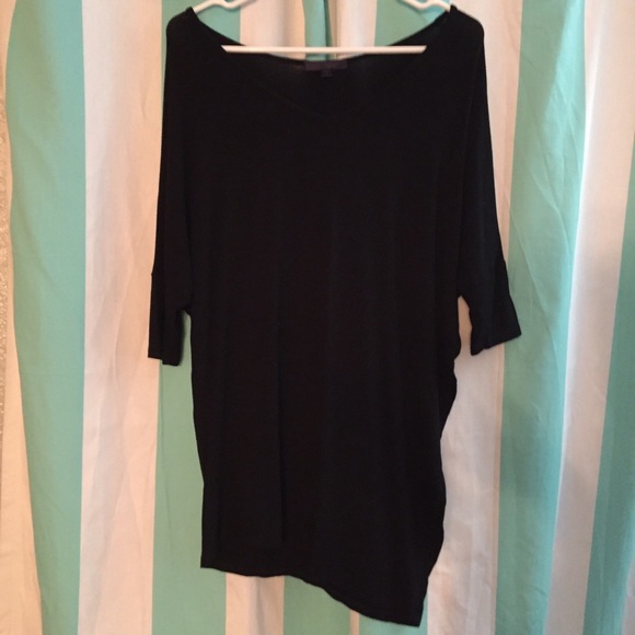 Asymmetric black v-neck