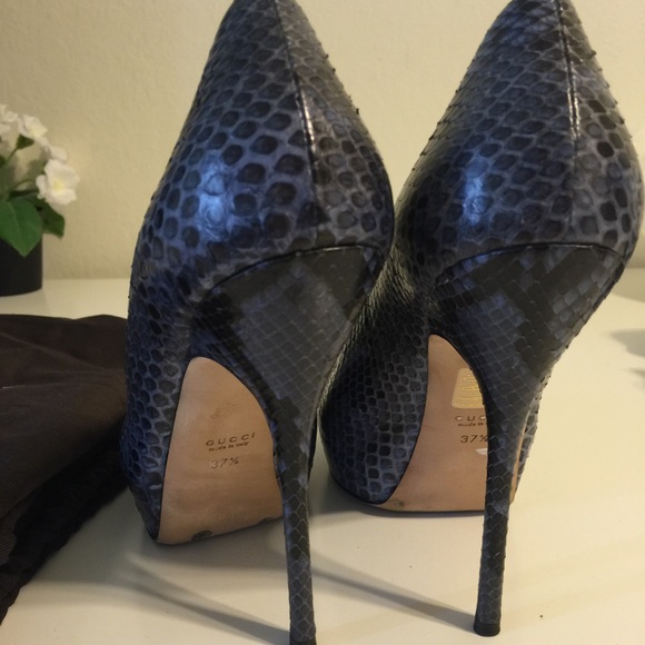 Gucci Peep- Toe Python Pumps