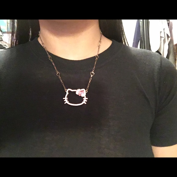 Hello kitty rhinestone pink necklace/ kawaii - Picture 3 of 3