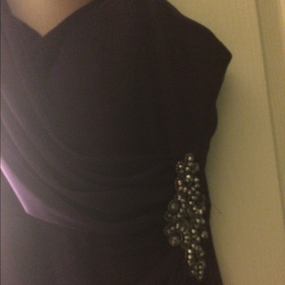 Purple Chiffon One Shoulder Draped Gown