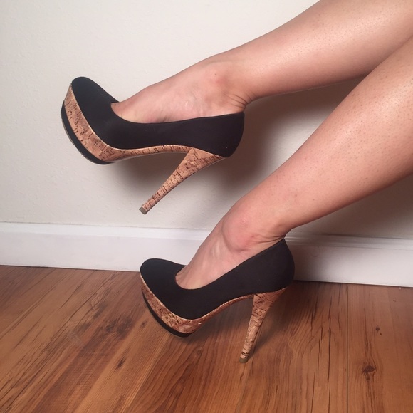 Black wooden heels