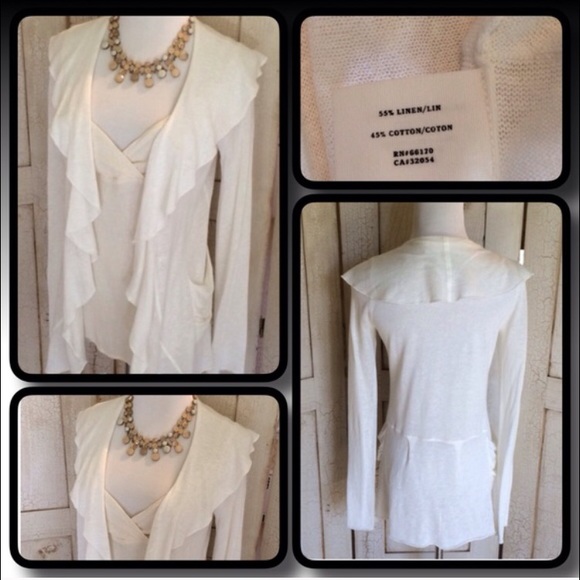 Anthropologie Sweaters - Anthropologie Sparrow ivory linen-cotton