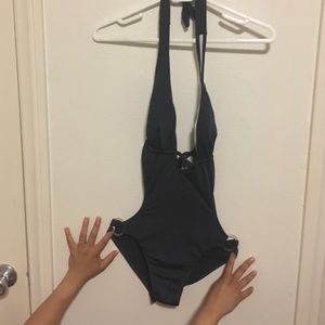 Navy blue sexy one piece swimsuit