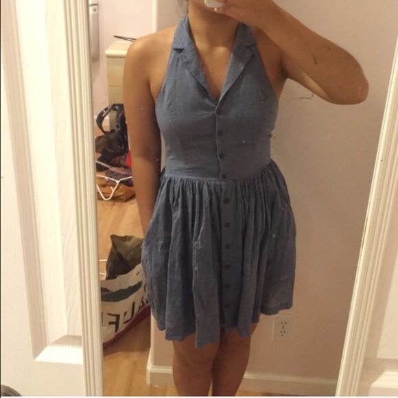Chambray Halter Dress