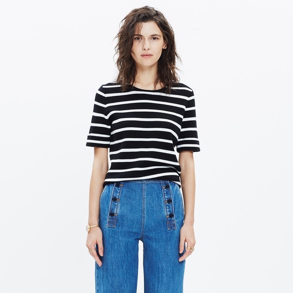 Madewell striped short sleeve sweater XS NWT $72