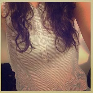 Striped Lauren Conrad Blue & White Blouse W/ Flare