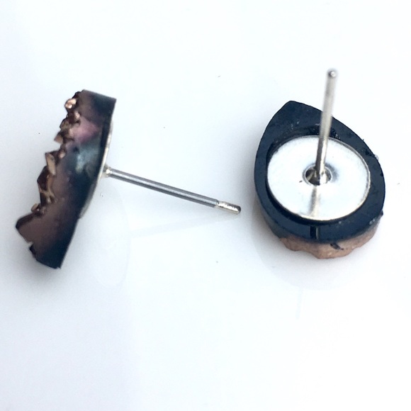 3 for 15🎀 rose gold Druzy style teardrop studs - Picture 4 of 4