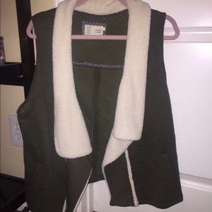 Anthropologie Faux Fur Army Green Vest