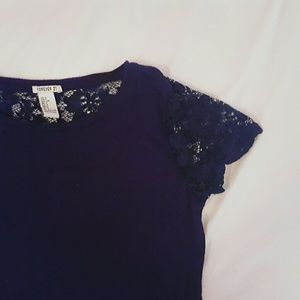 Navy Lace Panel Tee