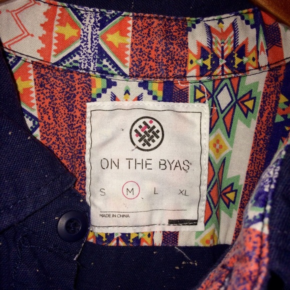 On The Byas Dark Blue Button Down Shirt - Picture 3 of 3