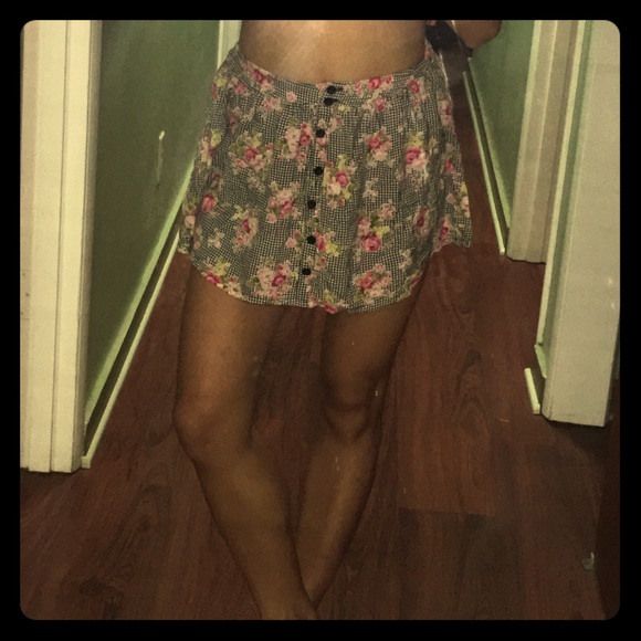 Floral plaid skort