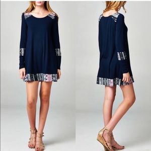 COCO Printed Navy Tunic Dress