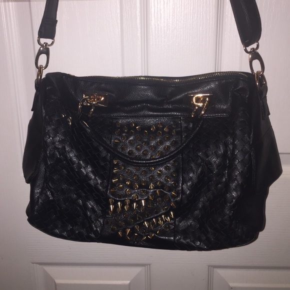 NEW! Black Med size bag with straps & spikes