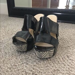 Nine West Black Platform Sandals Size 10