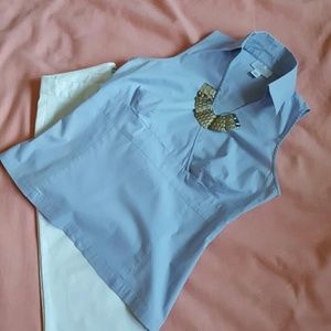 LOFT SHEVELESS TOP/ POWDER LIGHT BLUE