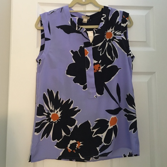 J. Crew Tops - NWT j crew blue flower blouse. Size 6