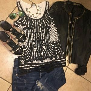 Express Black & White Two Layered Tank Top.